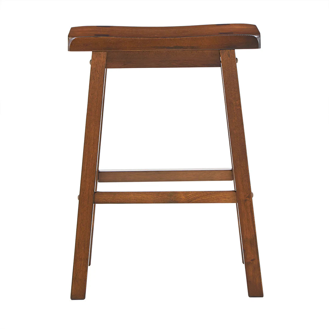 Saddle Seat Counter Height Backless Stools - Warm Cherry Finish