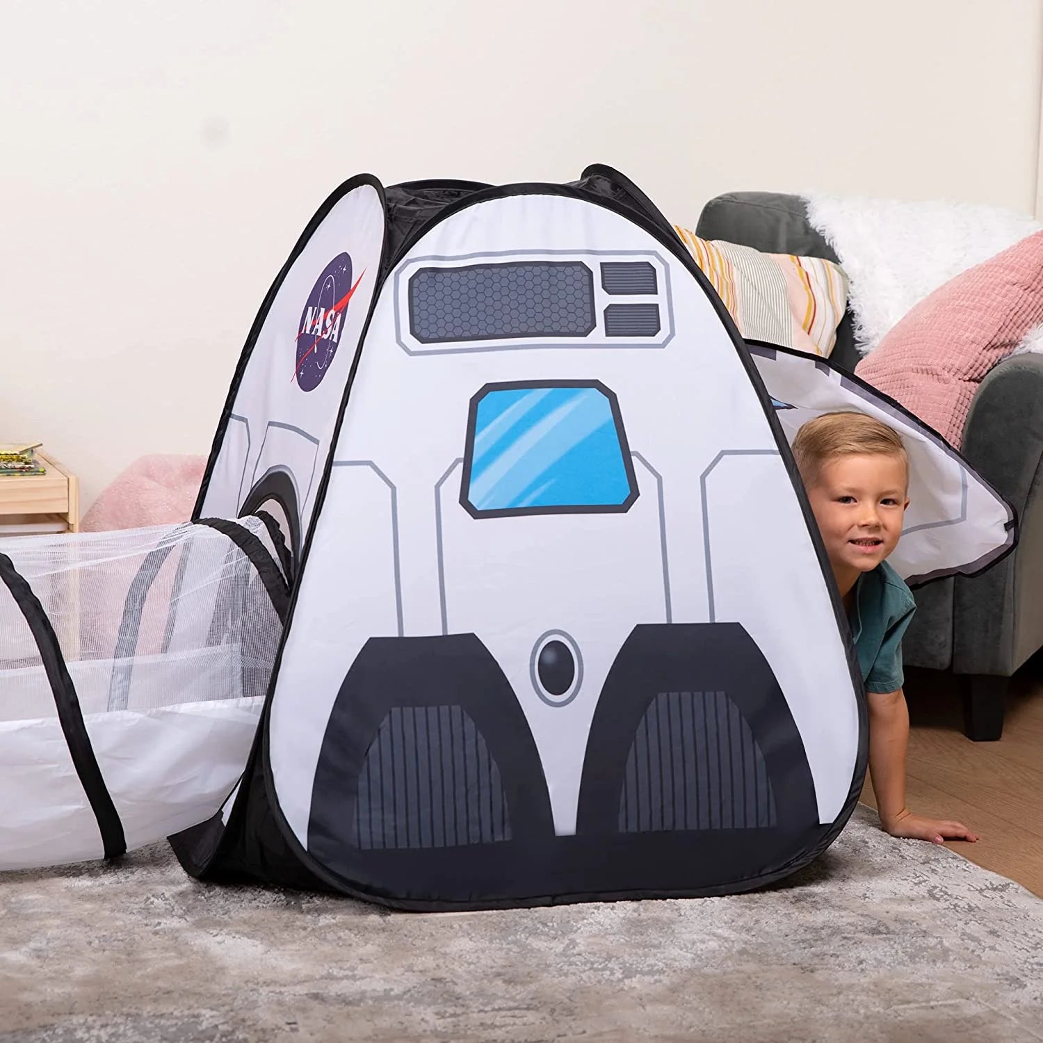 Rocket Ship Play Tent, Pop up with Tunnel and Playhouse Kids