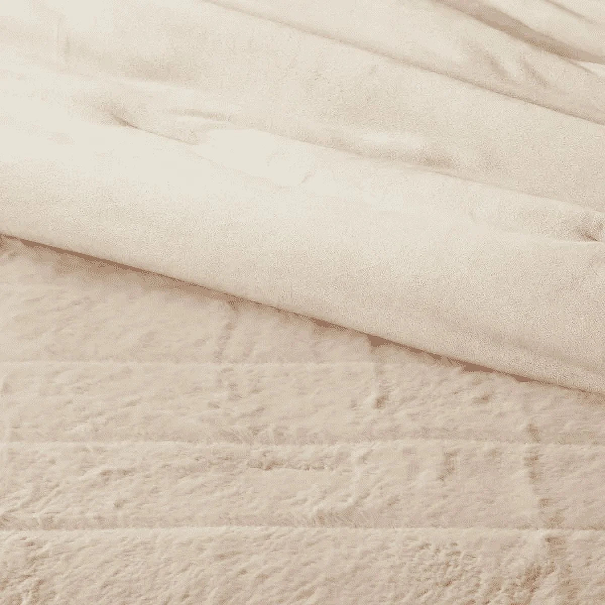 3pc Luxe Faux Fur Comforter and Sham Set - Tan - Queen / Full