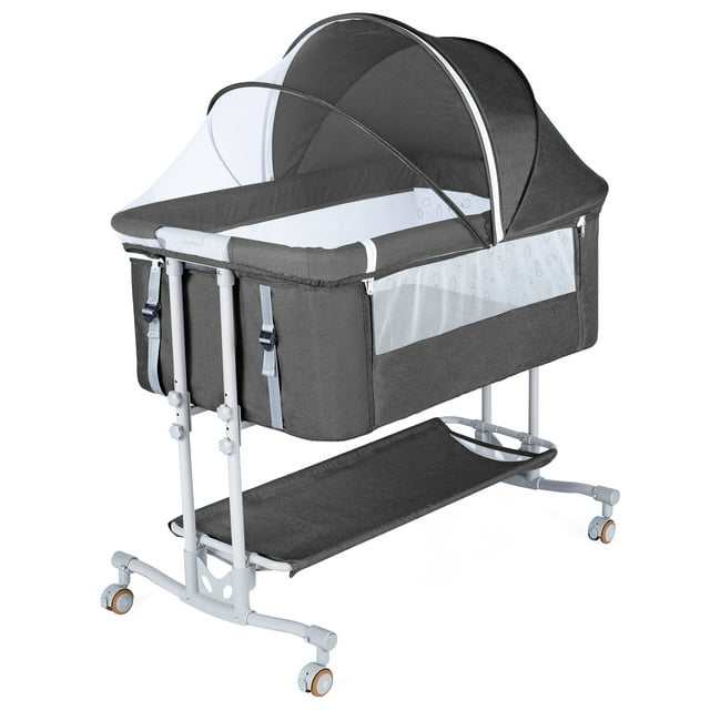 Baby Bassinet Bedside Sleeper Bassinet For 0-6 months Baby Unisex (Dark Gray)