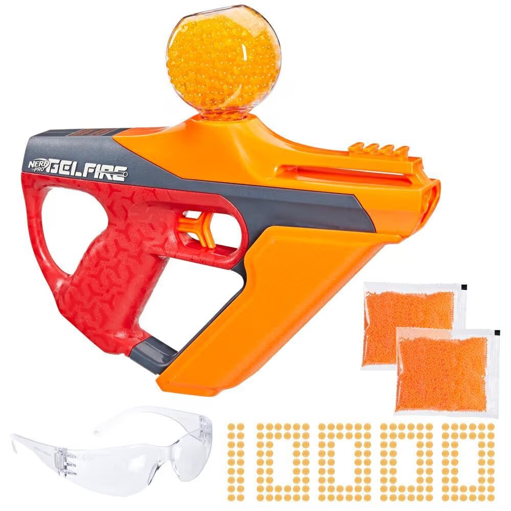 Pro Gelfire Uproar Blaster, 10,000 Gelfire Rounds, 400 Round Hopper, Eyewear
