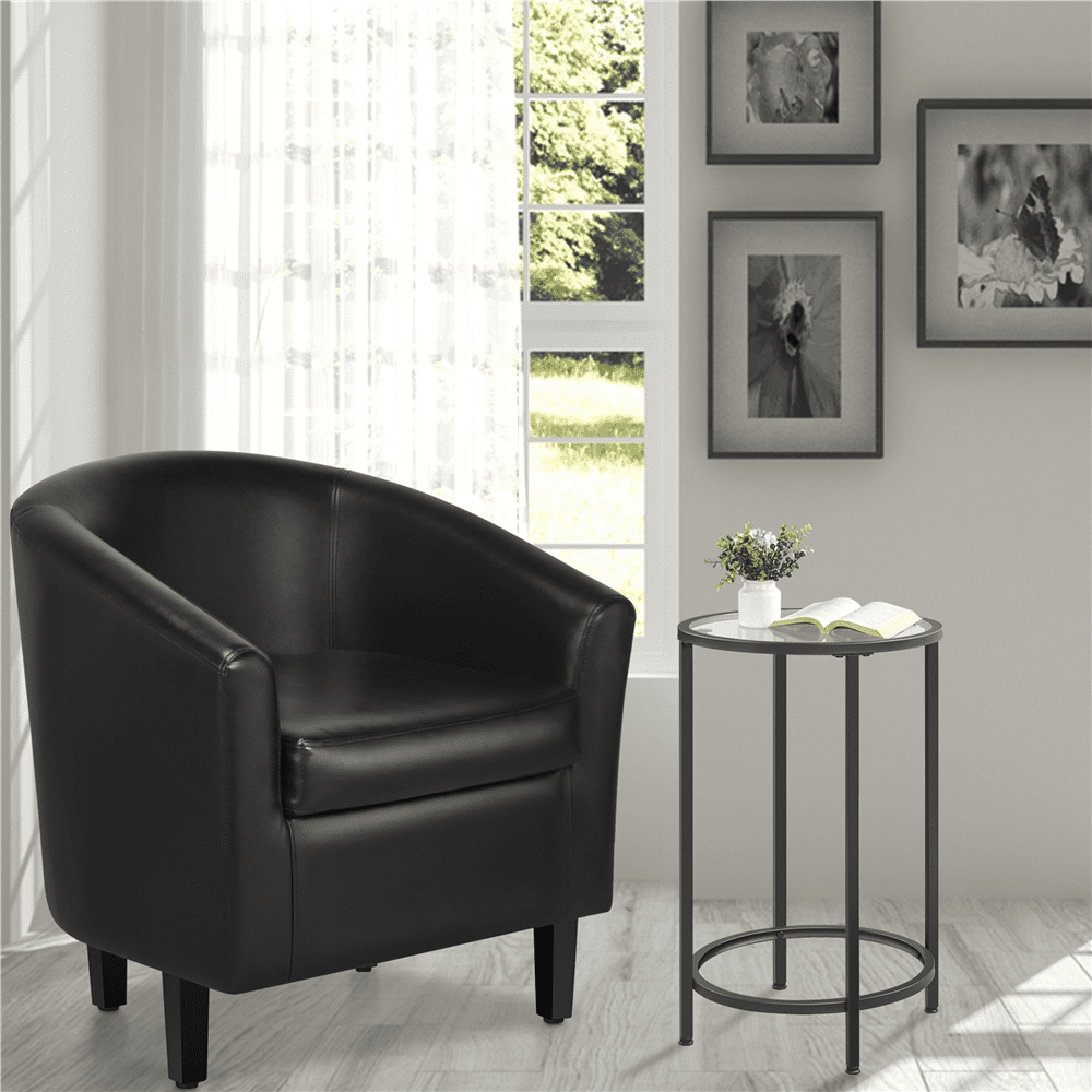 2pcs Faux Leather Accent Chair for Living Room, Black