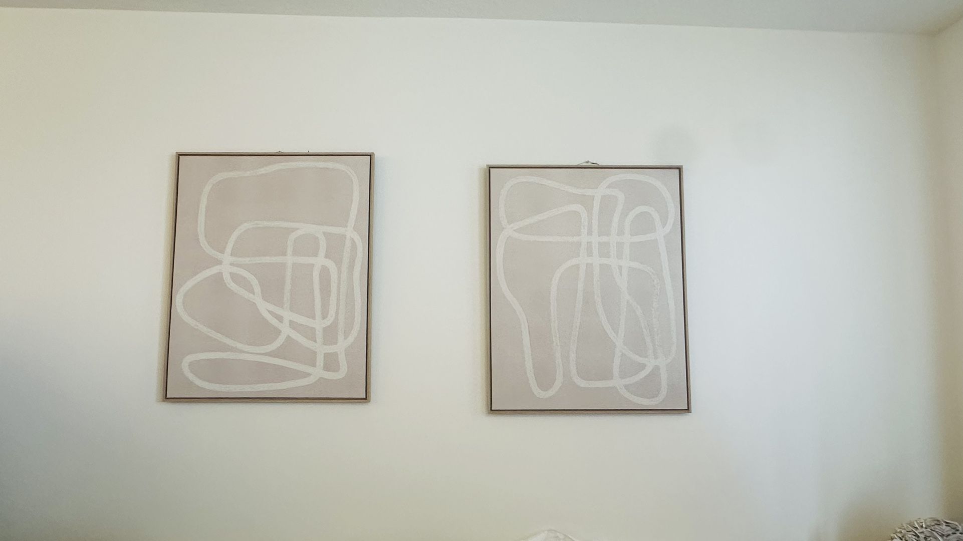 Line Drawing Wall Canvases Gray/White
