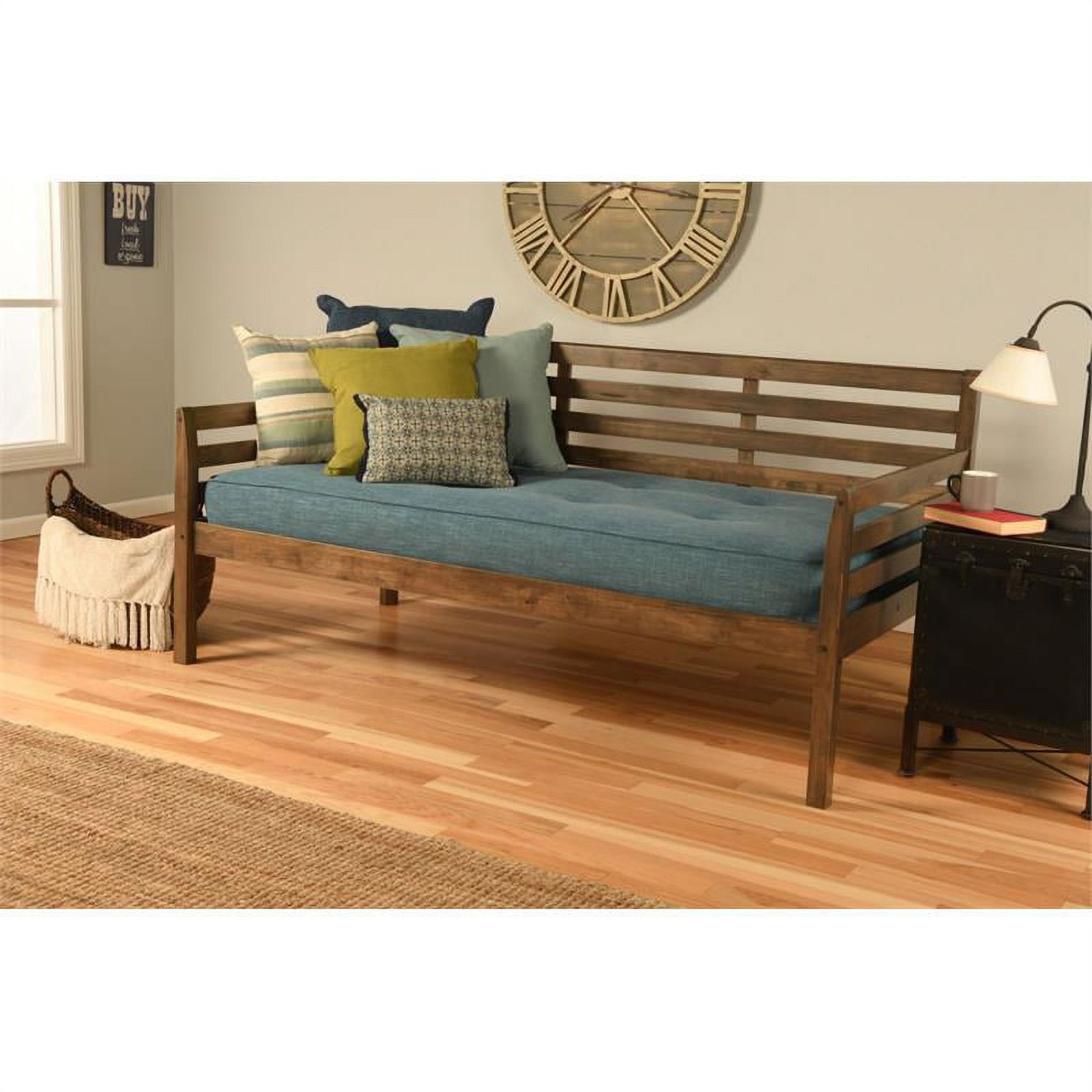 Boho Twin Traditional Solid Wood Daybed in Rustic Walnut
