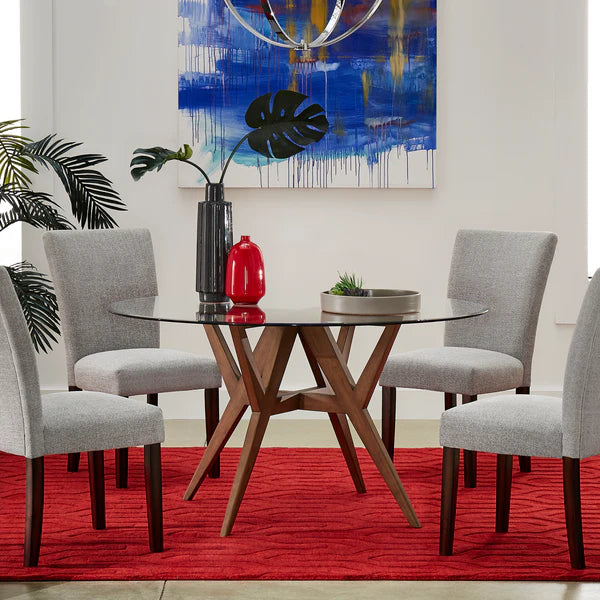 Round Walnut Dining Table - Smoked Glass Top ONLY