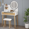 Makeup Vanity Desk, Wooden Adult Dressing Table, Makeup Table with 1 Drawers, Dressing Desk, with Touch light Mirror