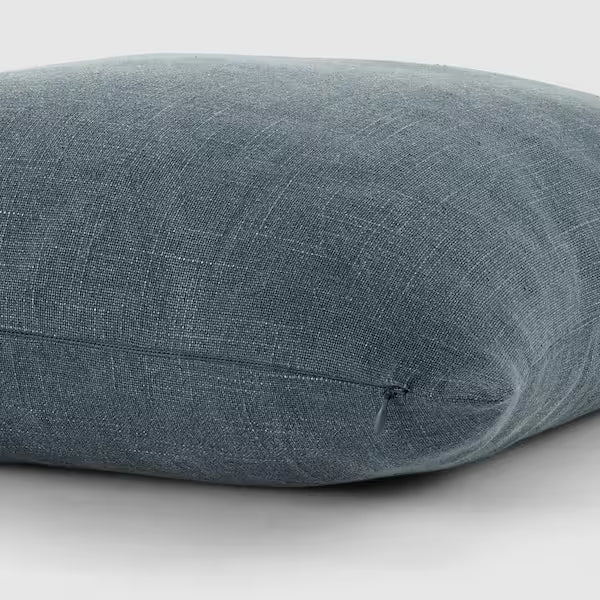 Washed and Distressed Cotton Decor Throw Pillow in Navy