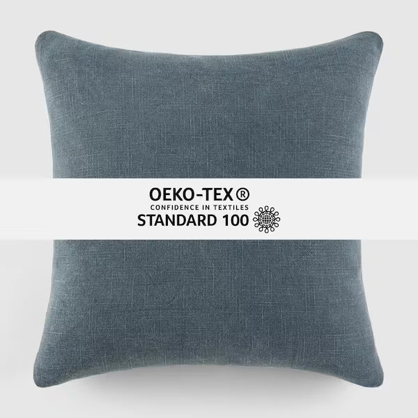 Washed and Distressed Cotton Decor Throw Pillow in Navy