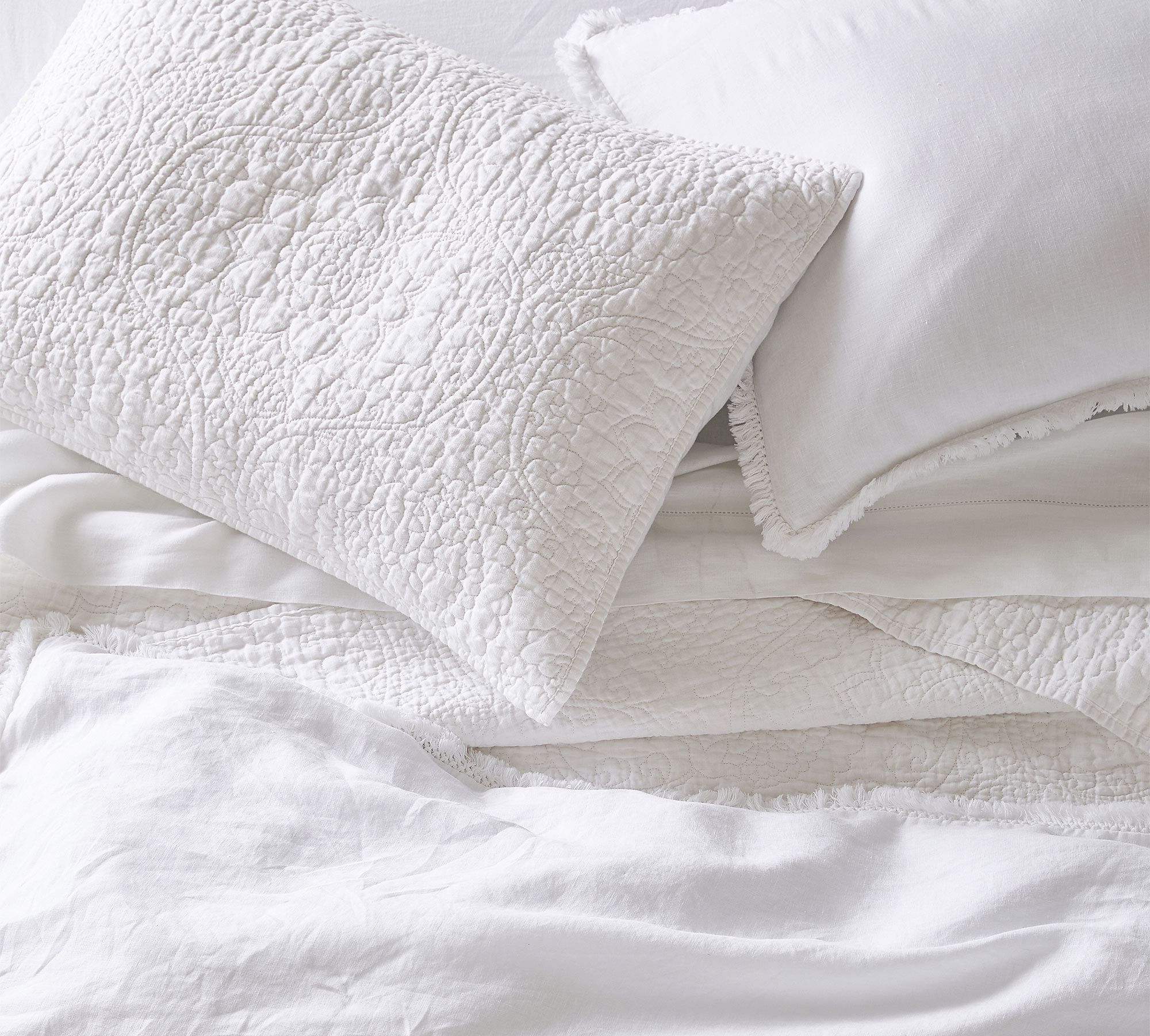 Belgian Flax Linen Floral Stitch Quilt - Full/Queen