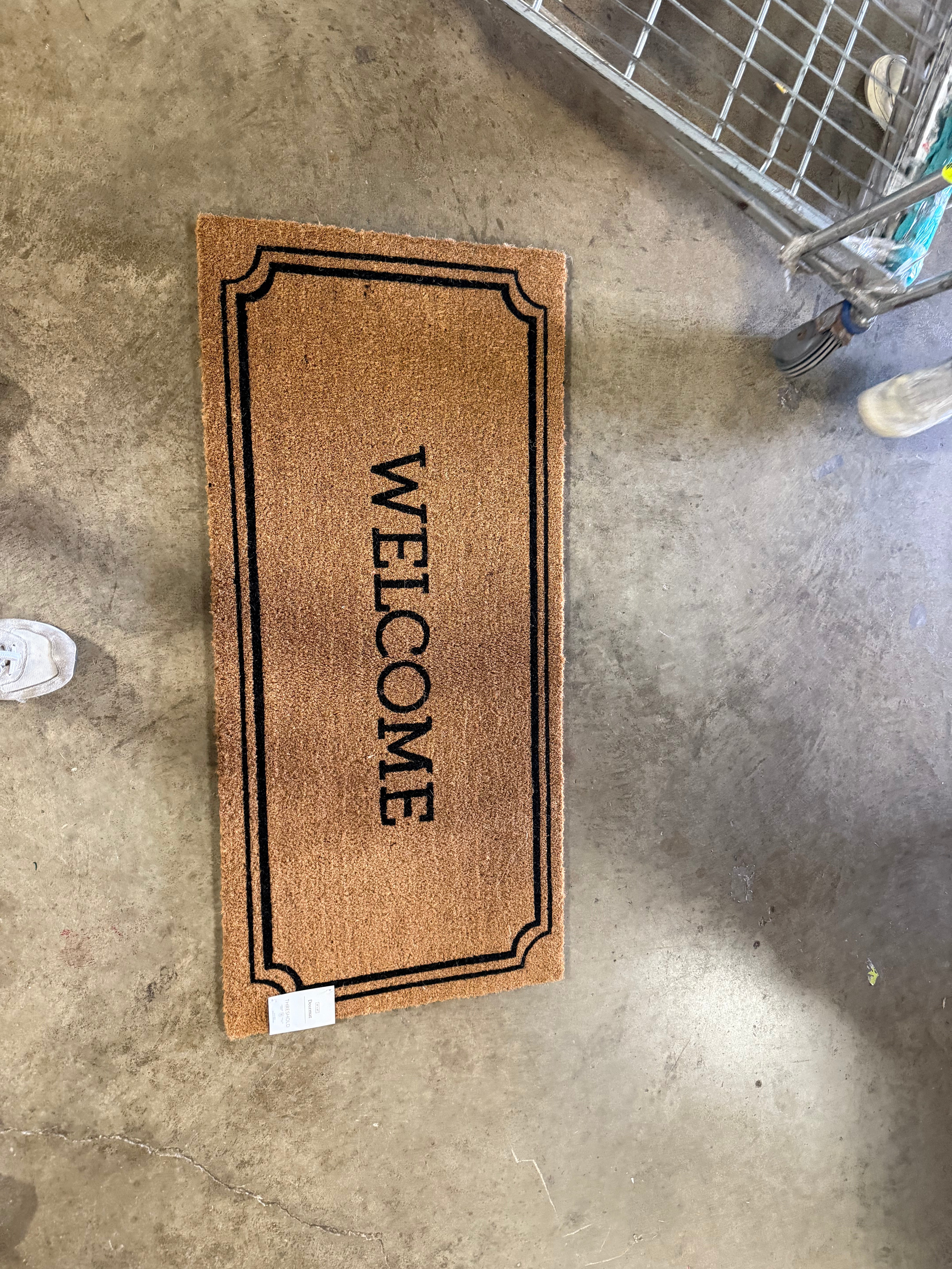 1'10"x3'11" Welcome Estate Doormat - Outdoor Coir Door Mat, Medium Pile, Black, Rectangle, Shake Clean
