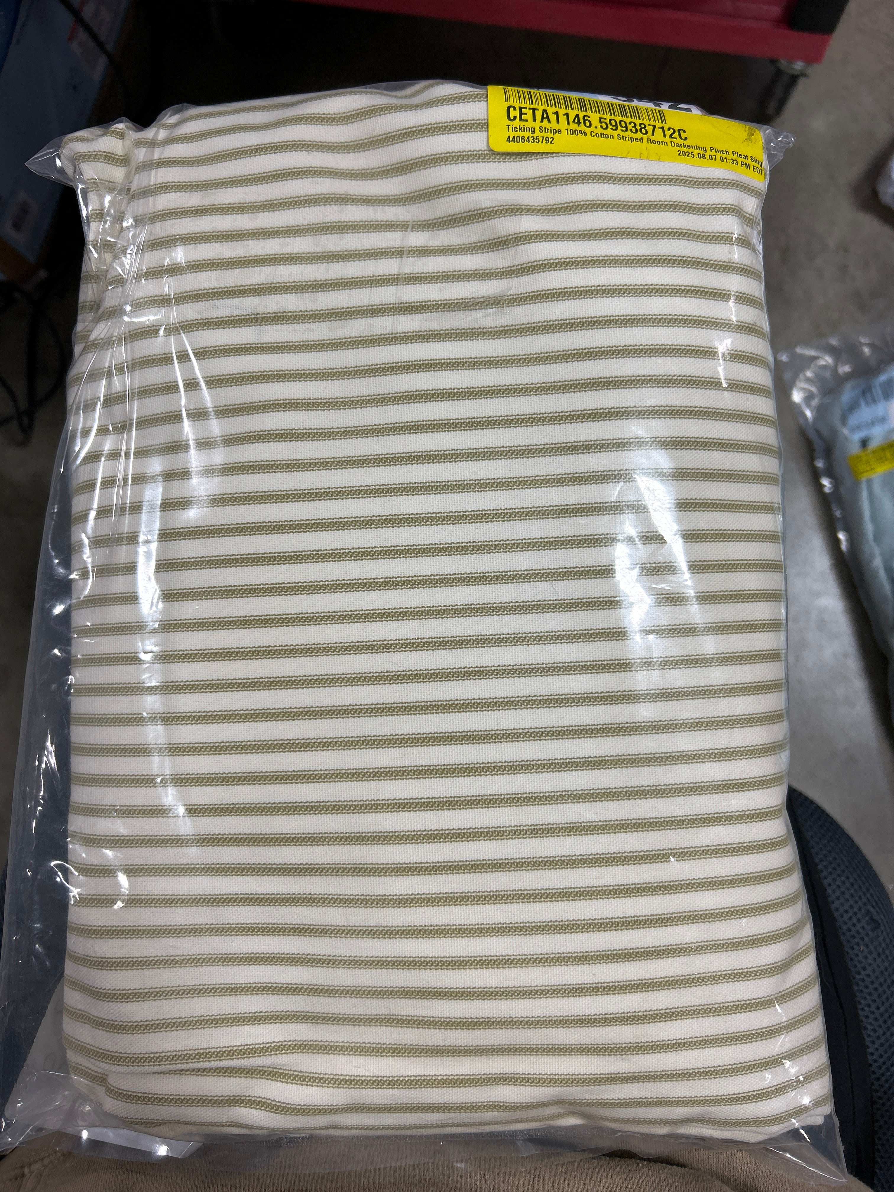 Ticking Stripe 100% Cotton Striped Room Darkening Pinch Pleat Single Curtain Panel