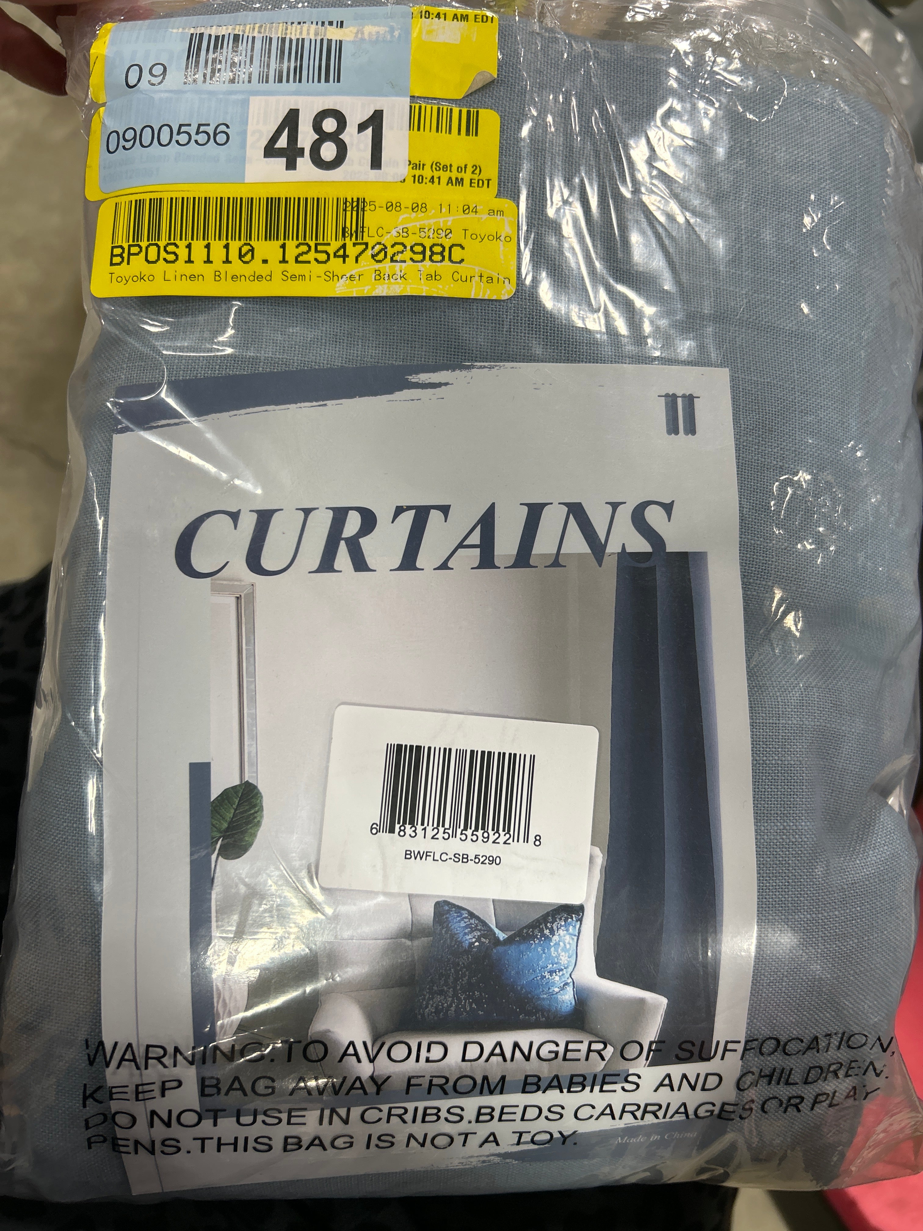 Toyoko Linen Blended Semi-Sheer Back Tab Curtain Pair (Set of 2)