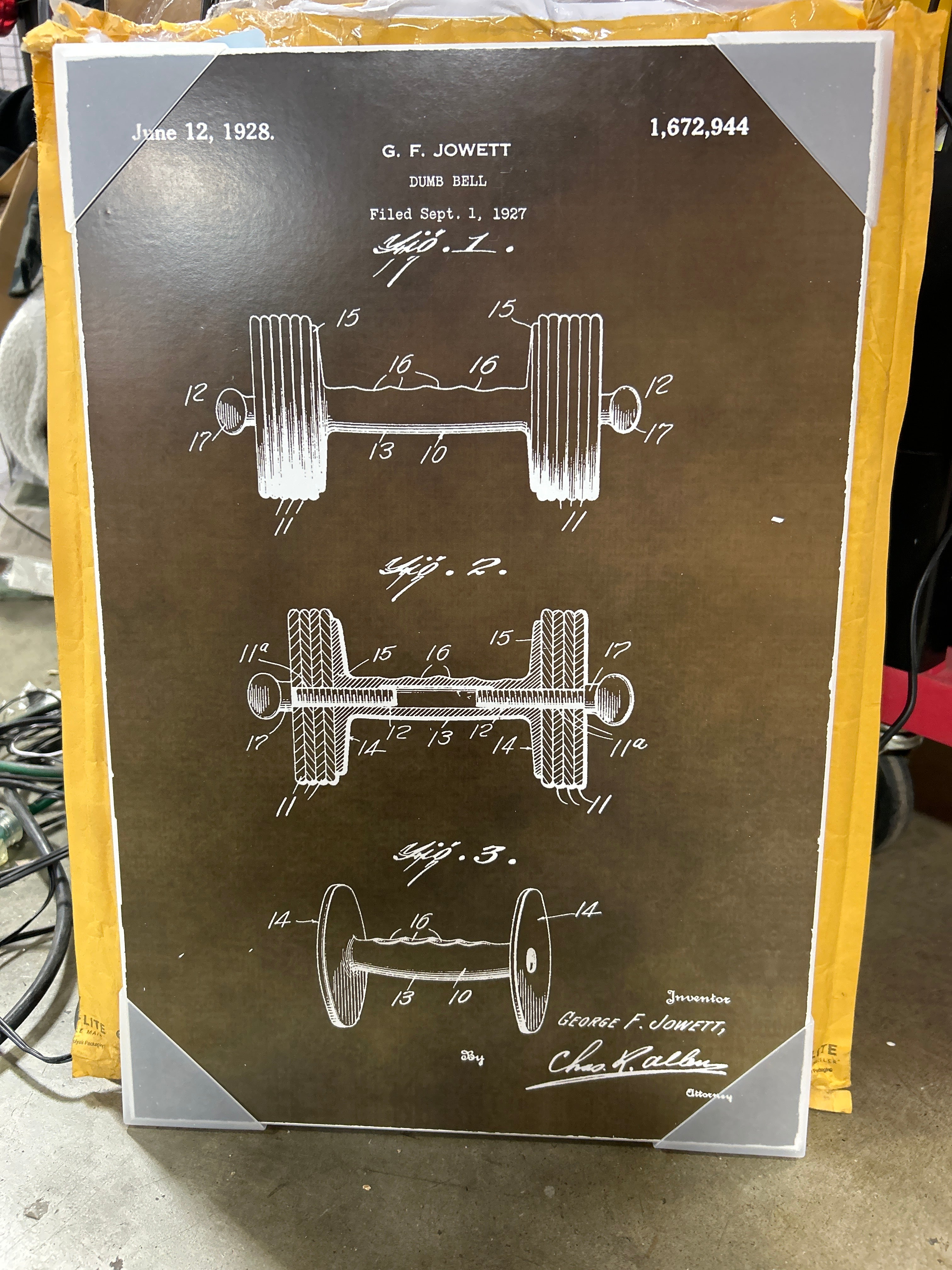 " Patent Vintage Barbell Texture Design "