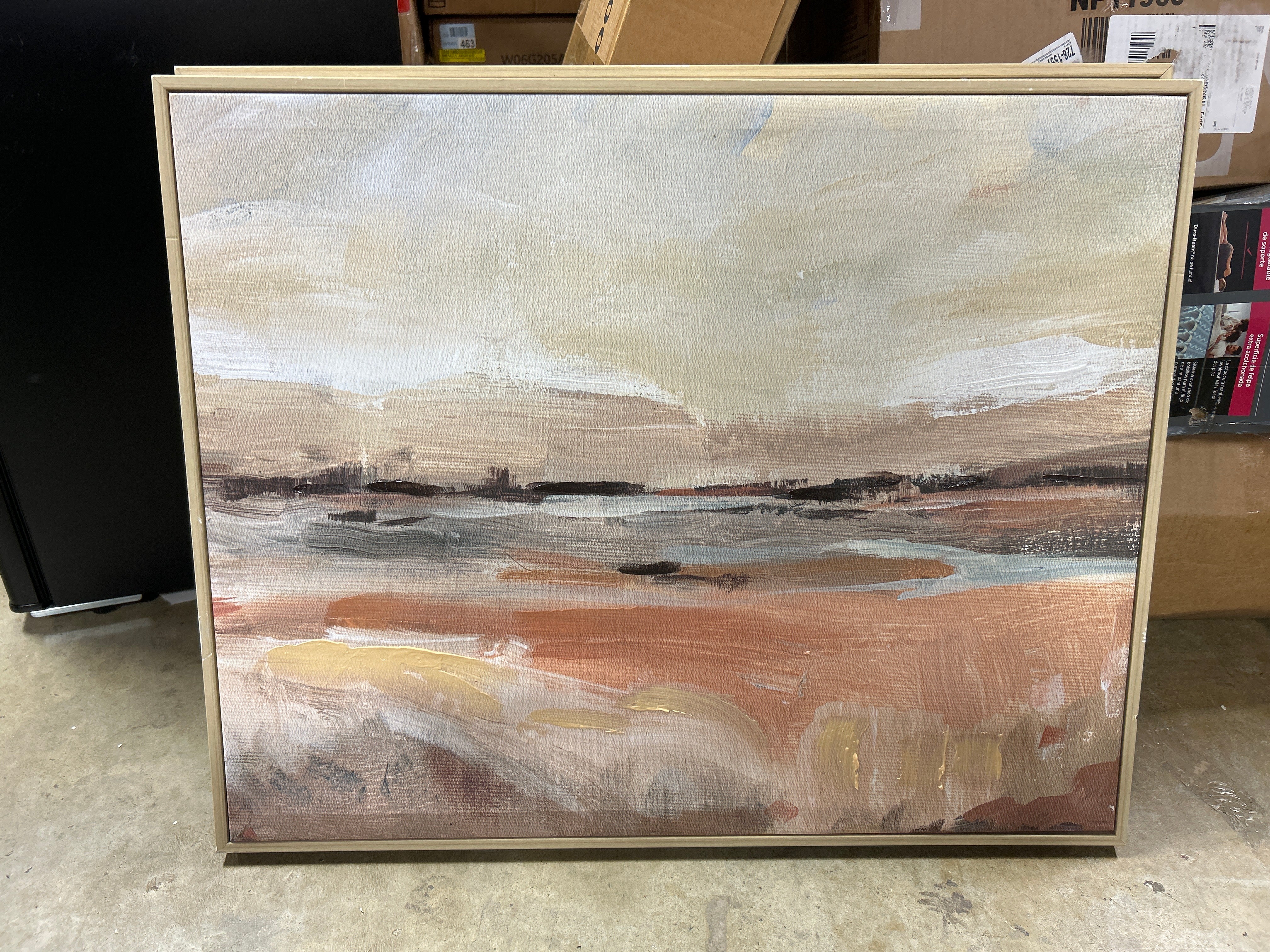 (Set of 2) Faded Landscape Framed Wall Canvases Natural