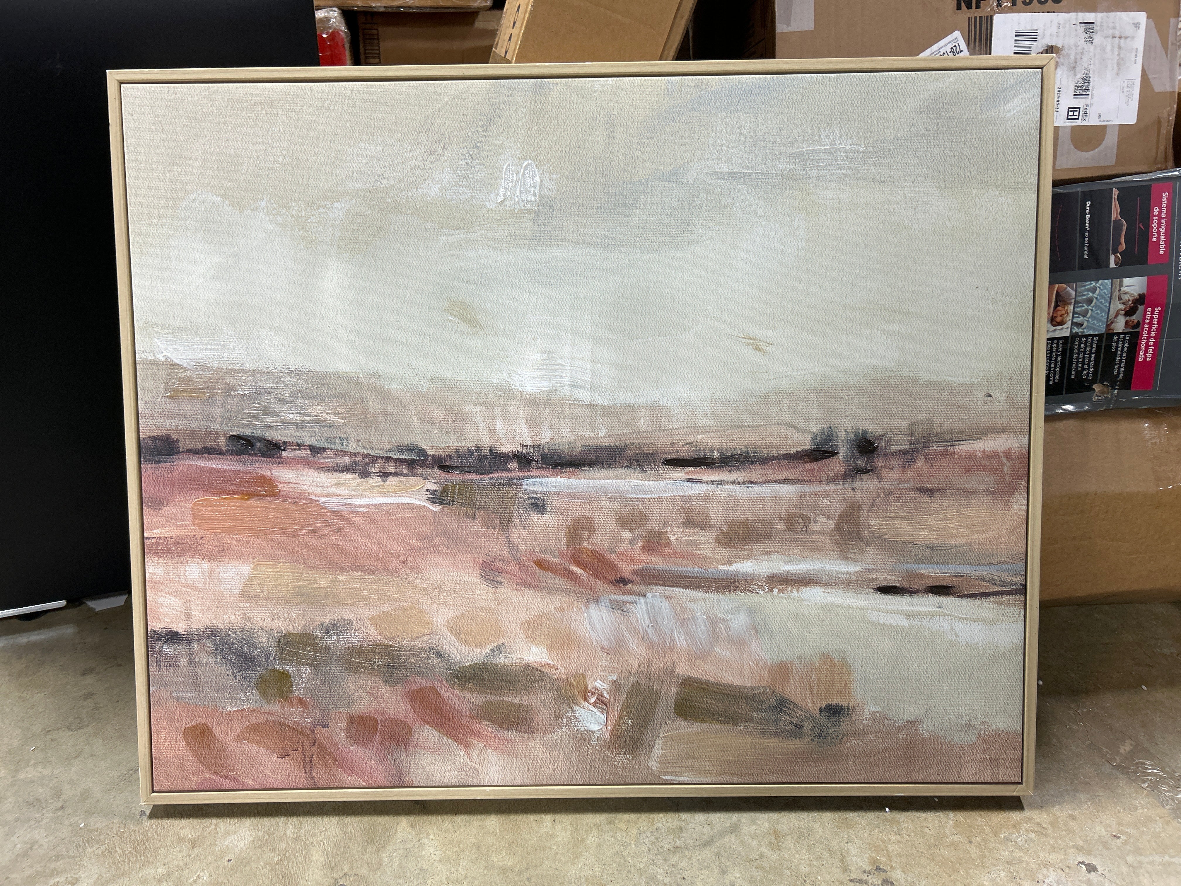 (Set of 2) Faded Landscape Framed Wall Canvases Natural