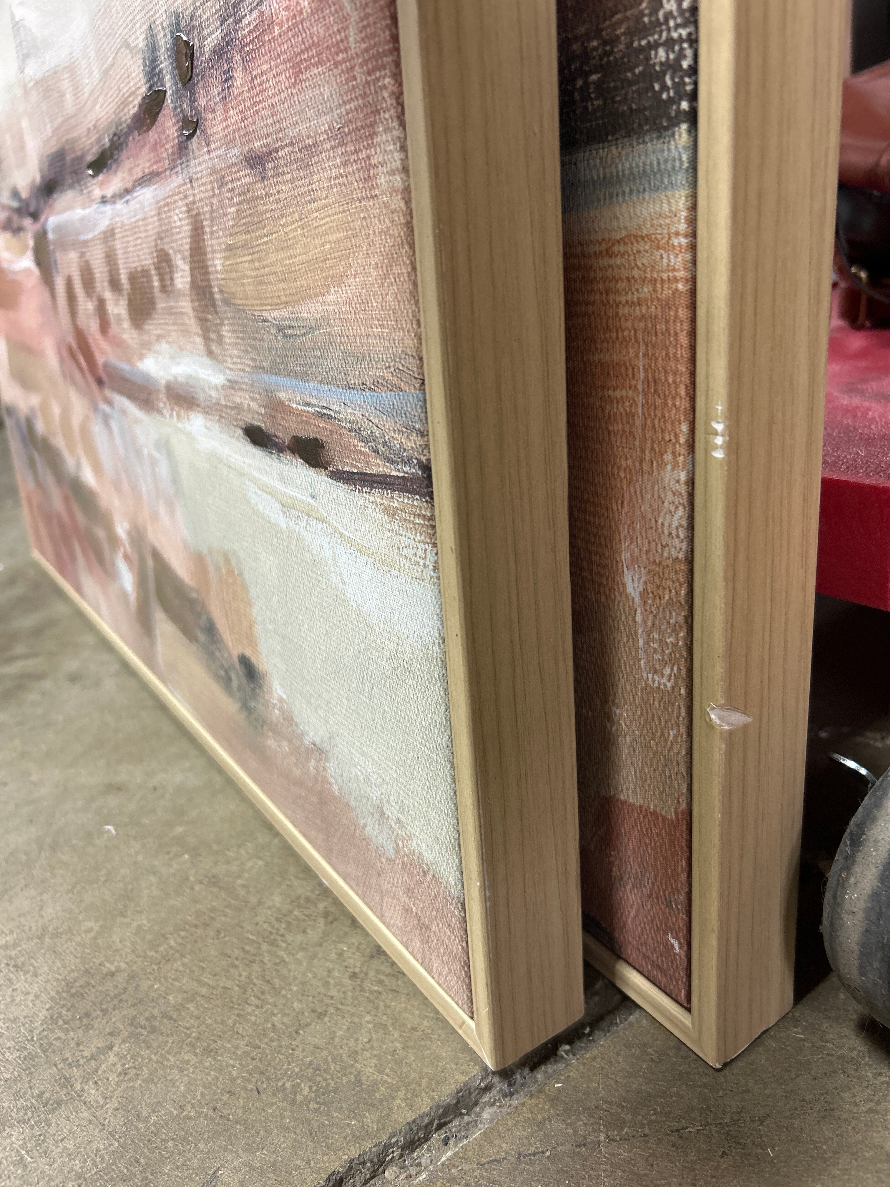 (Set of 2) Faded Landscape Framed Wall Canvases Natural