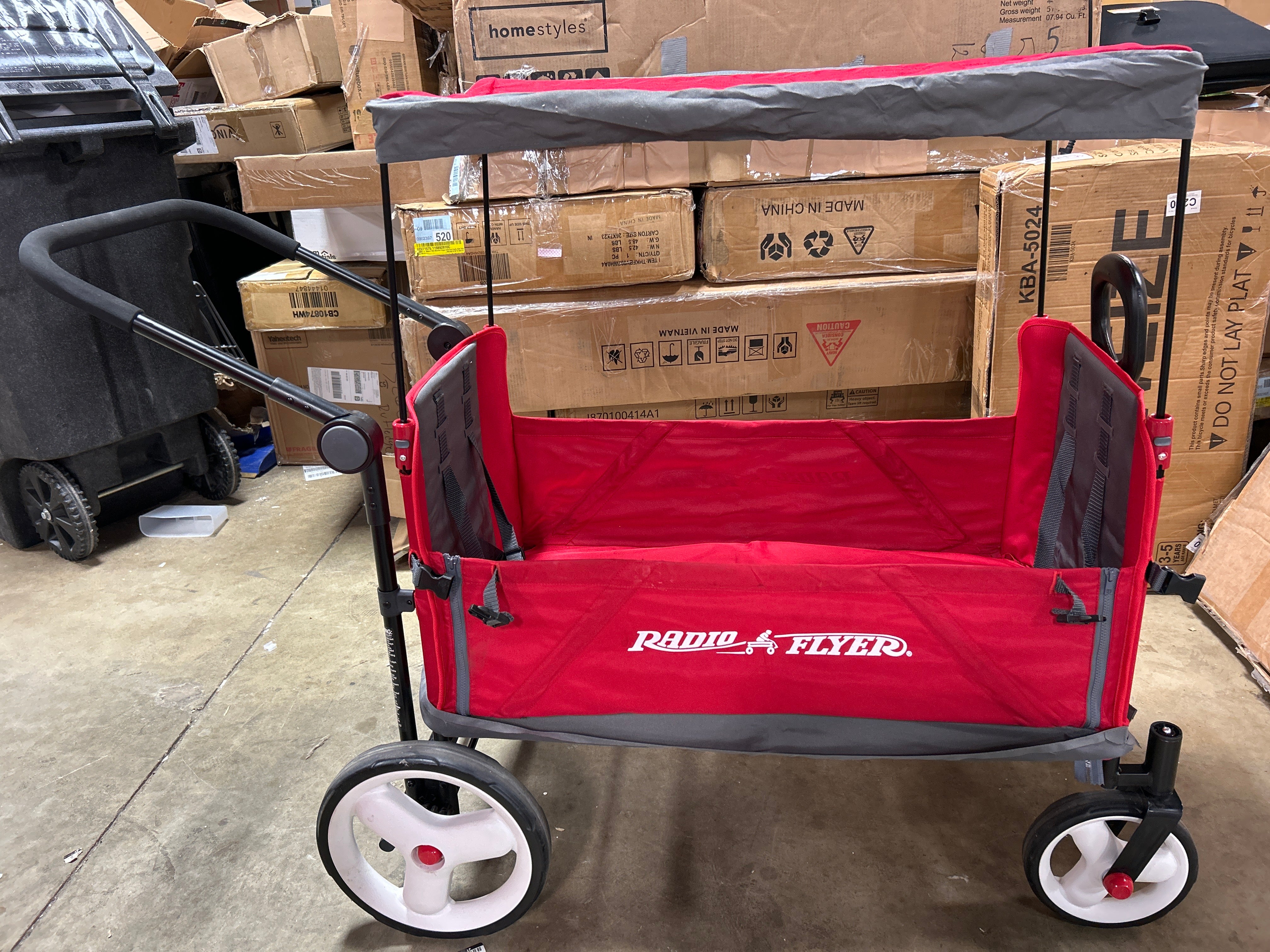 Convertible Kid & Cargo Stroller Wagon with Canopy: Steel & Plastic Frame