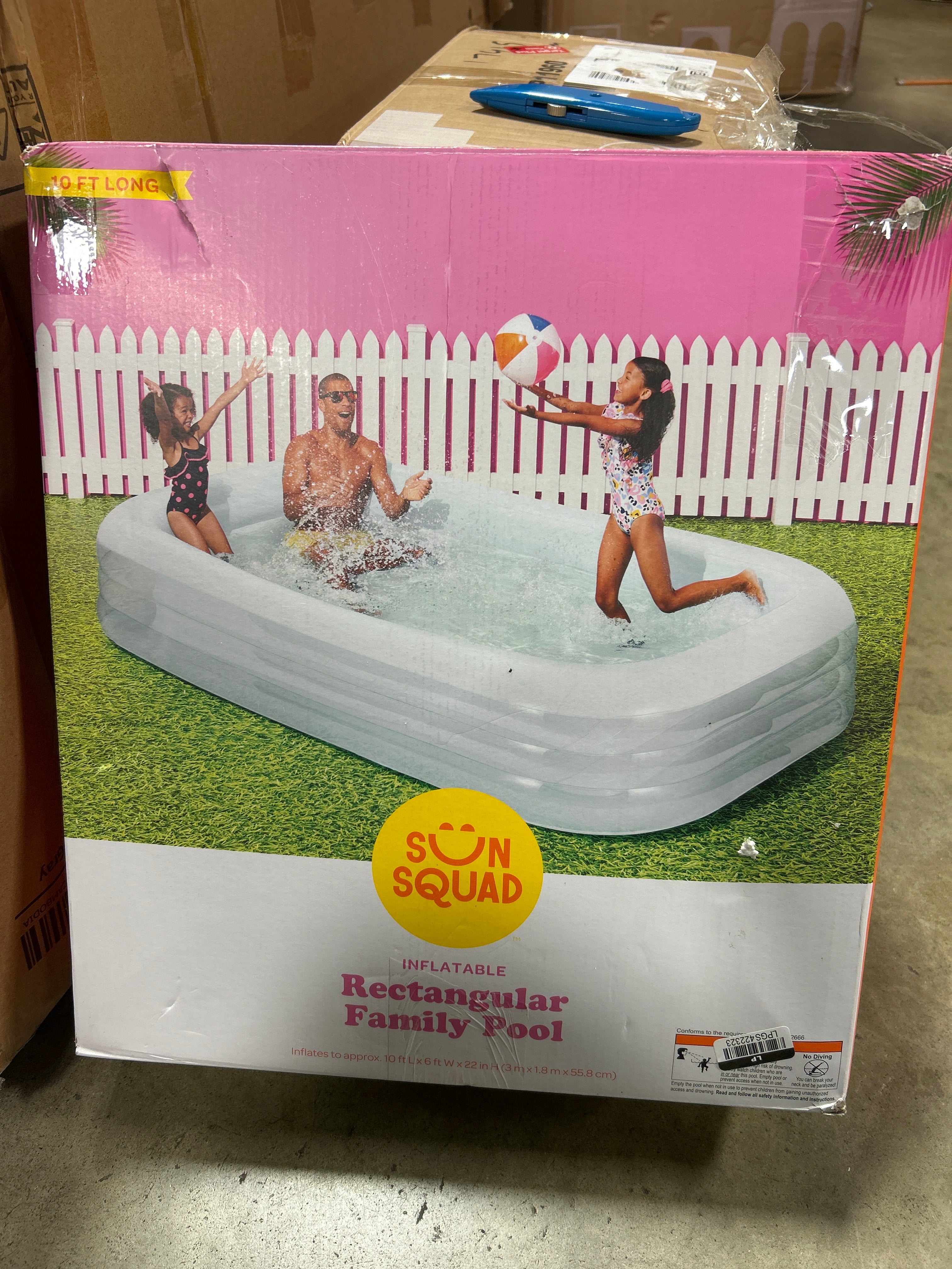 Deluxe Rectangular Family Pool Blue -Inflatable PVC Kit
