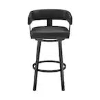 Lorin Black Open Back Metal Counter Stool with Faux Leather Seat