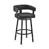 Lorin Black Open Back Metal Counter Stool with Faux Leather Seat