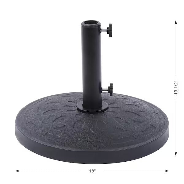 BELAVILLE Round Resin Free Standing Market Patio Umbrella Base with Base Pattern in Black