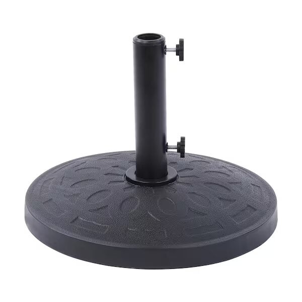 BELAVILLE Round Resin Free Standing Market Patio Umbrella Base with Base Pattern in Black