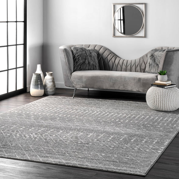 Blythe Modern Moroccan Trellis Dark Gray Area Rug