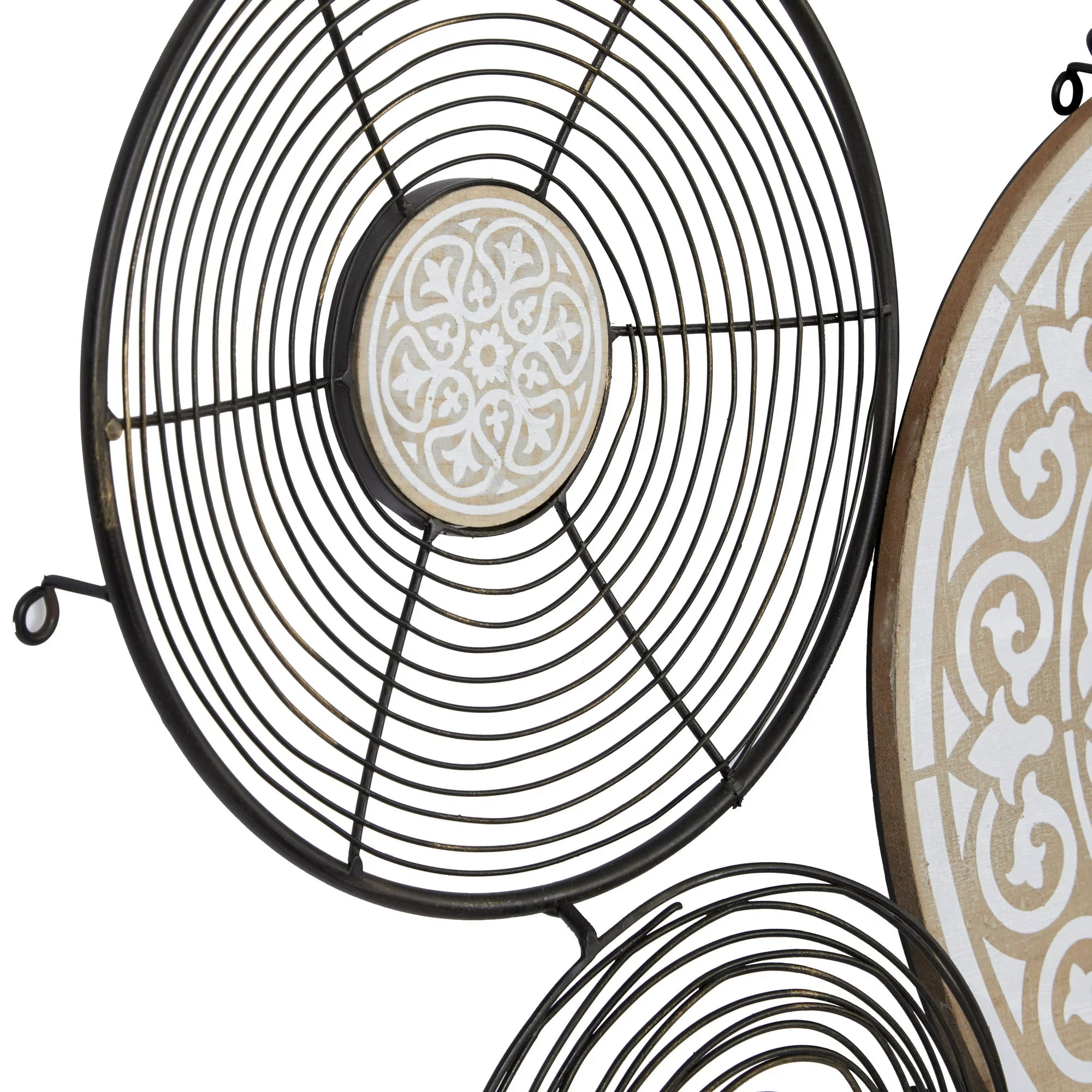 Black Metal Plate Wall Decor with Intricate Pattern