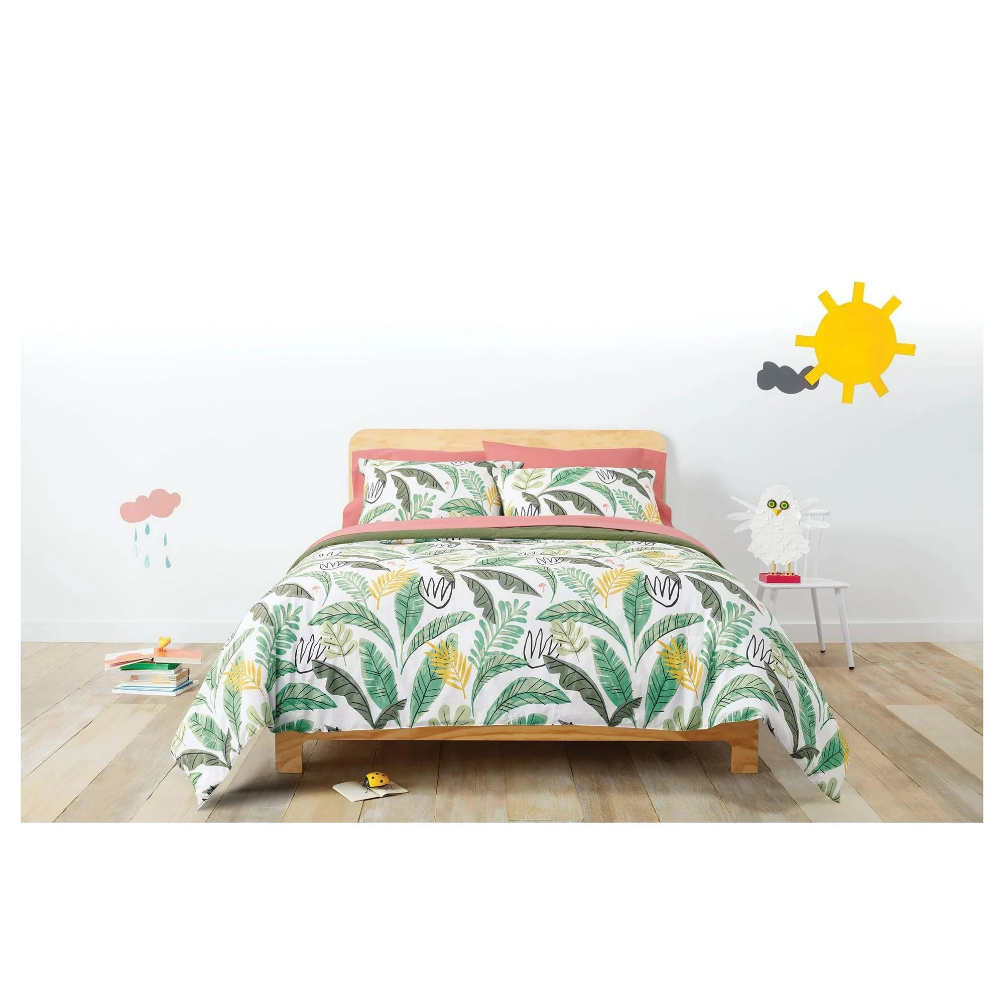 Botanical Garden Cotton Kids' Comforter Set Green - Queen