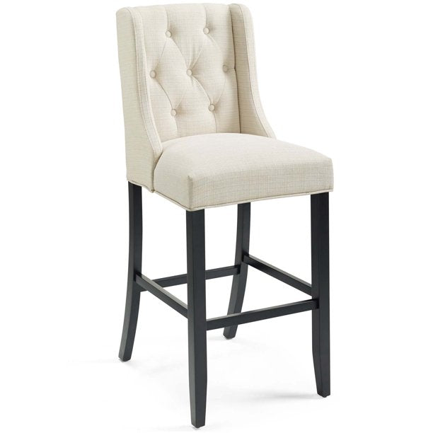 Baronet Tufted Button Upholstered Fabric Bar Stool in Beige (1)
