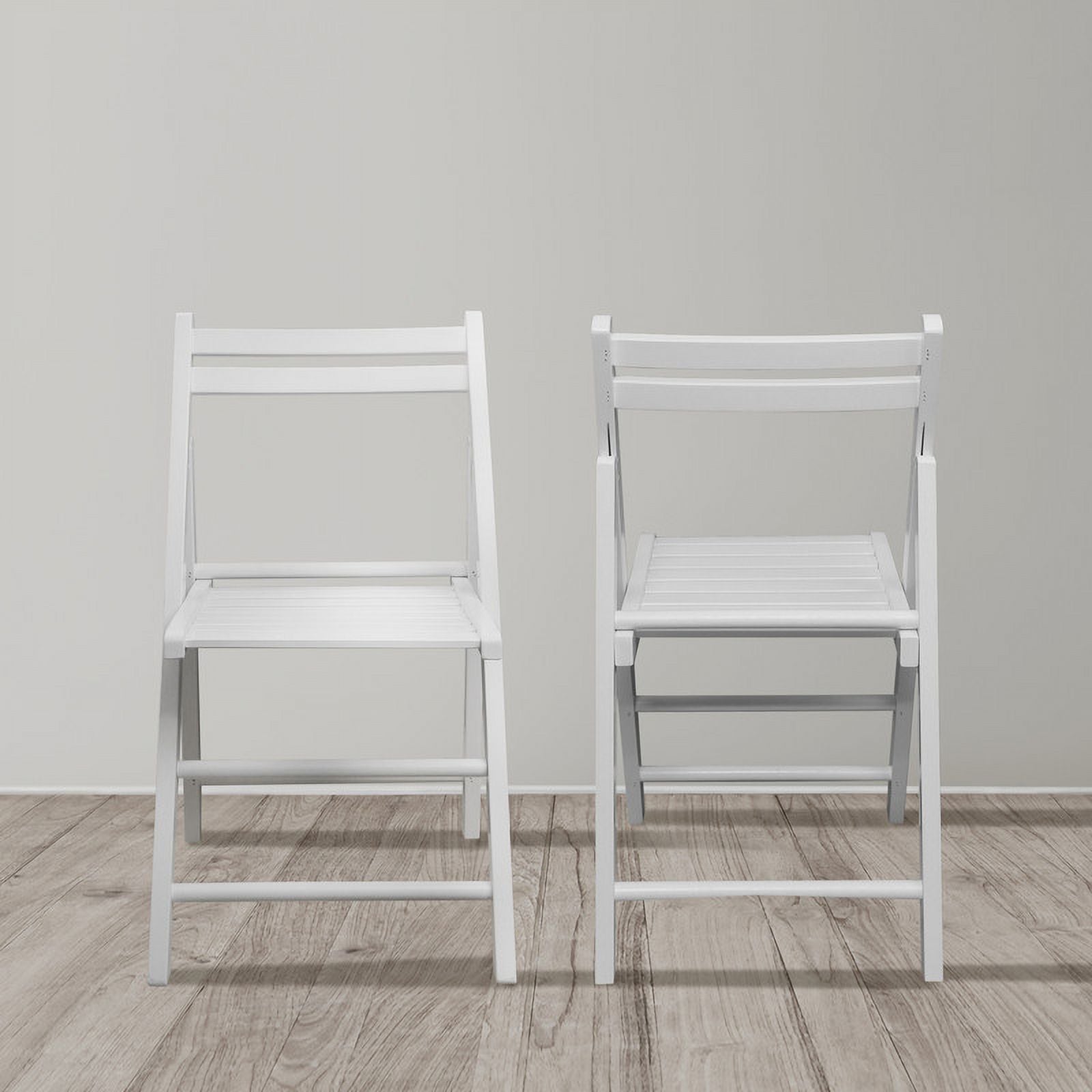 Wooden Folding Chairs 2-Pcs Set - White