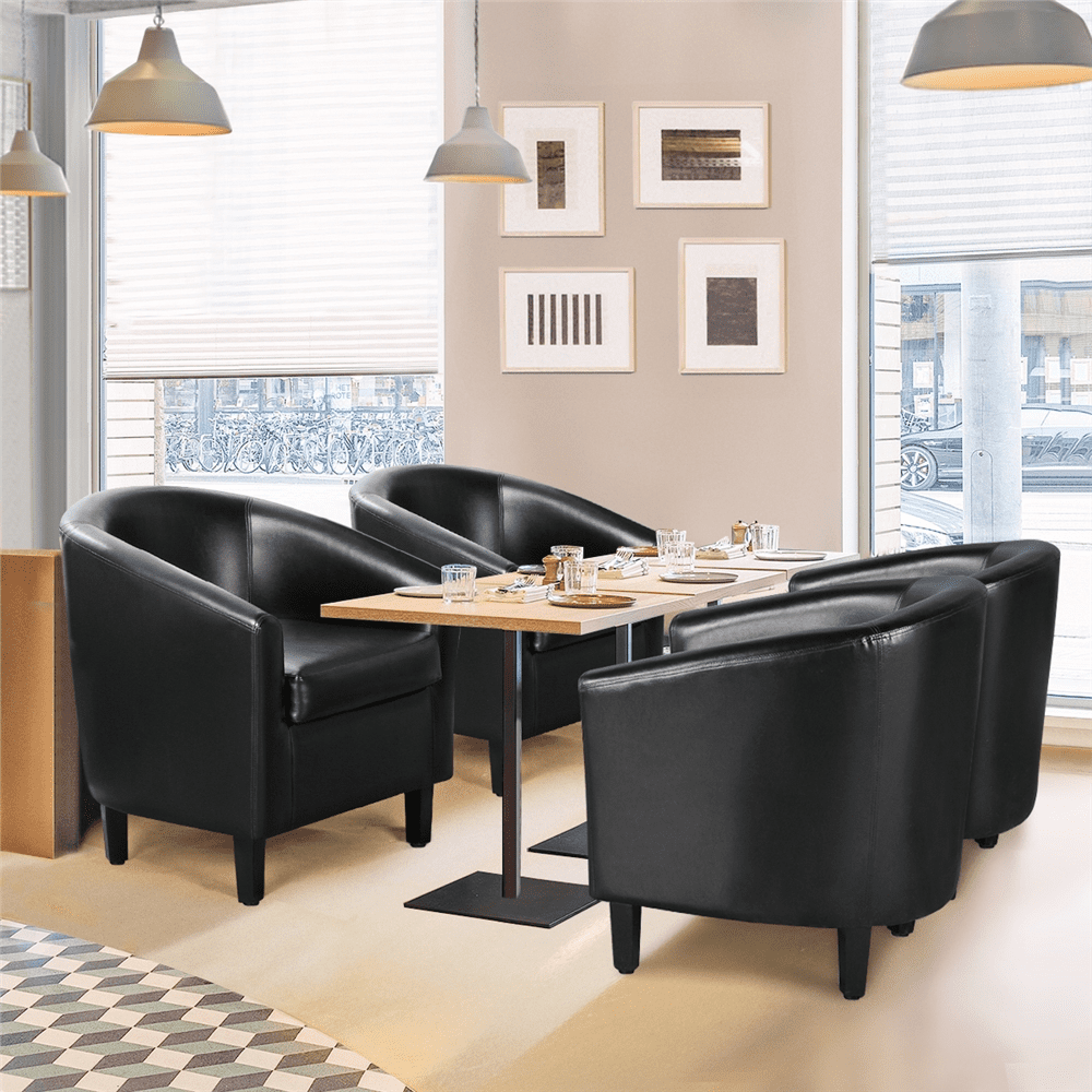 2pcs Faux Leather Accent Chair for Living Room, Black