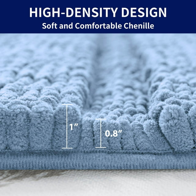 Bathroom Rugs Non-Slip Chenille Soft Striped Plush Bath Mat (Light Purple)