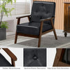 Classic Accent Chair PU Leather Armchair w/Rubber Wood Legs & Button Tufted Back