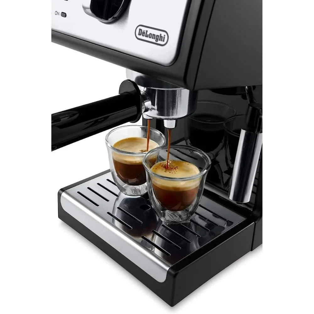 Espresso and Cappuccino Machine Silver/Black 15-Bar Pump