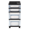 4-Drawer Storage Cart with Organizer Top, Black