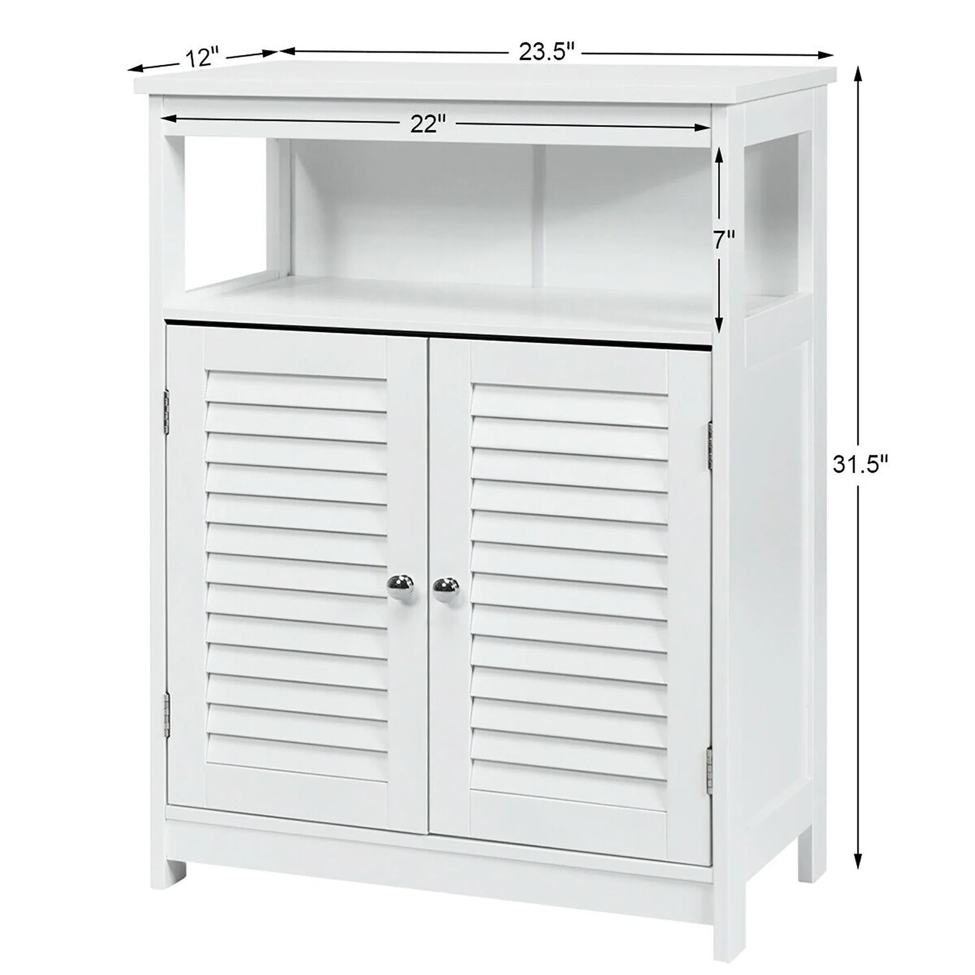 Bathroom Storage Wood Floor Cabinet with Double Shutter Door White