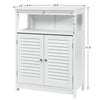 Bathroom Storage Wood Floor Cabinet with Double Shutter Door White