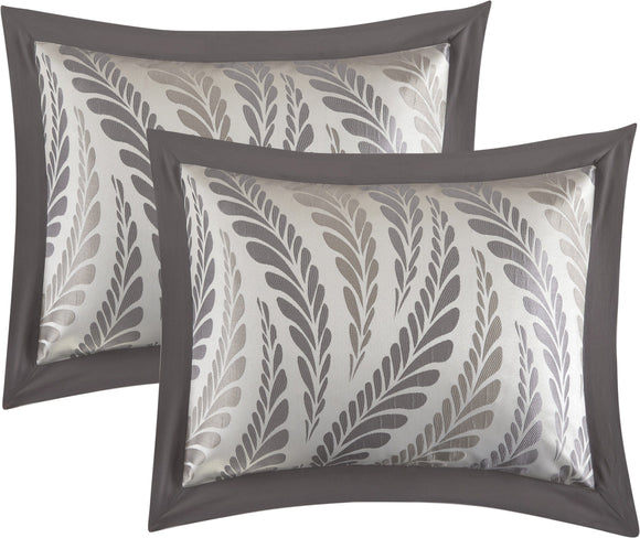 7 Piece Comforter Set, Taupe, Leaves