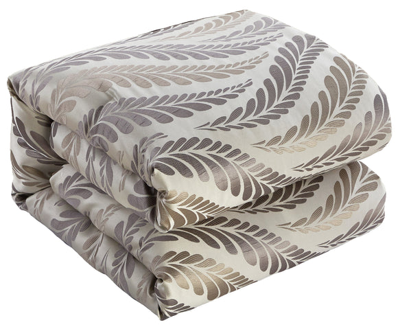 7 Piece Comforter Set, Taupe, Leaves