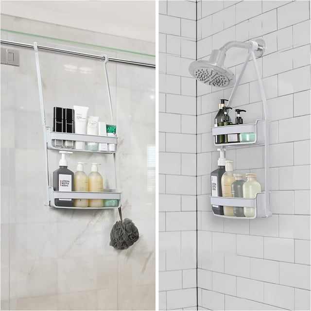 Plastic Shower Caddy Over Shower Head, Hanging Shower Caddy with Hook –  Salvage & Co Indy