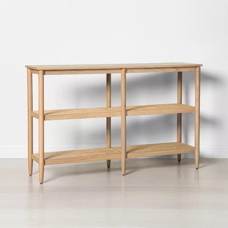 Wood & Cane 3-Shelf Console Bookcase