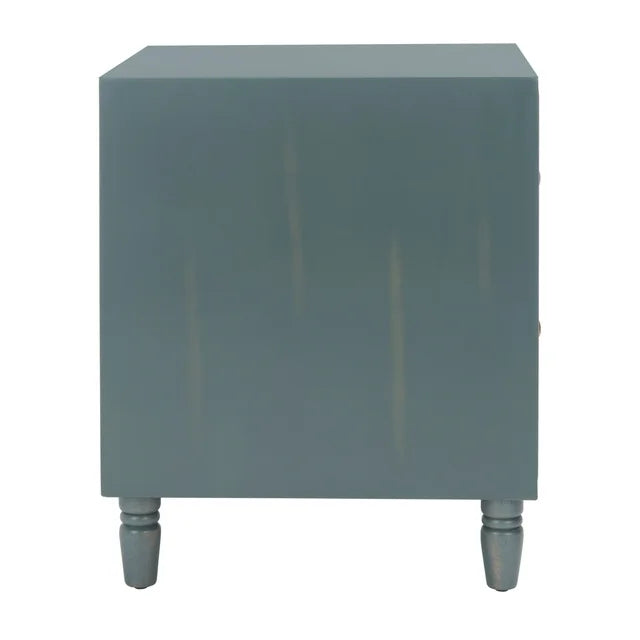 Blaise Nautical Nightstand with 2 Storage Drawers, Steel Teal