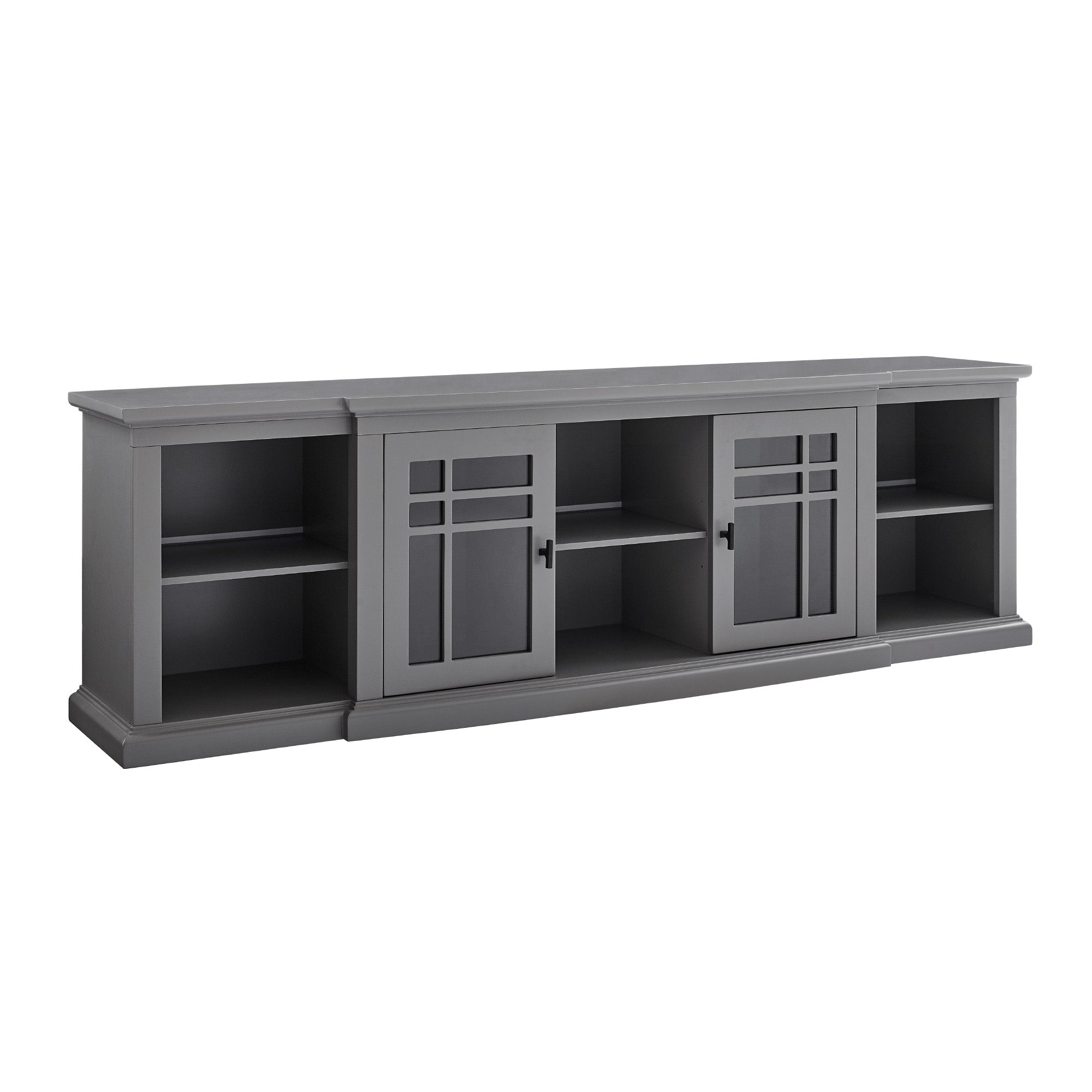 Transitional Glass-Door TV Stand for TVs up to, Grey