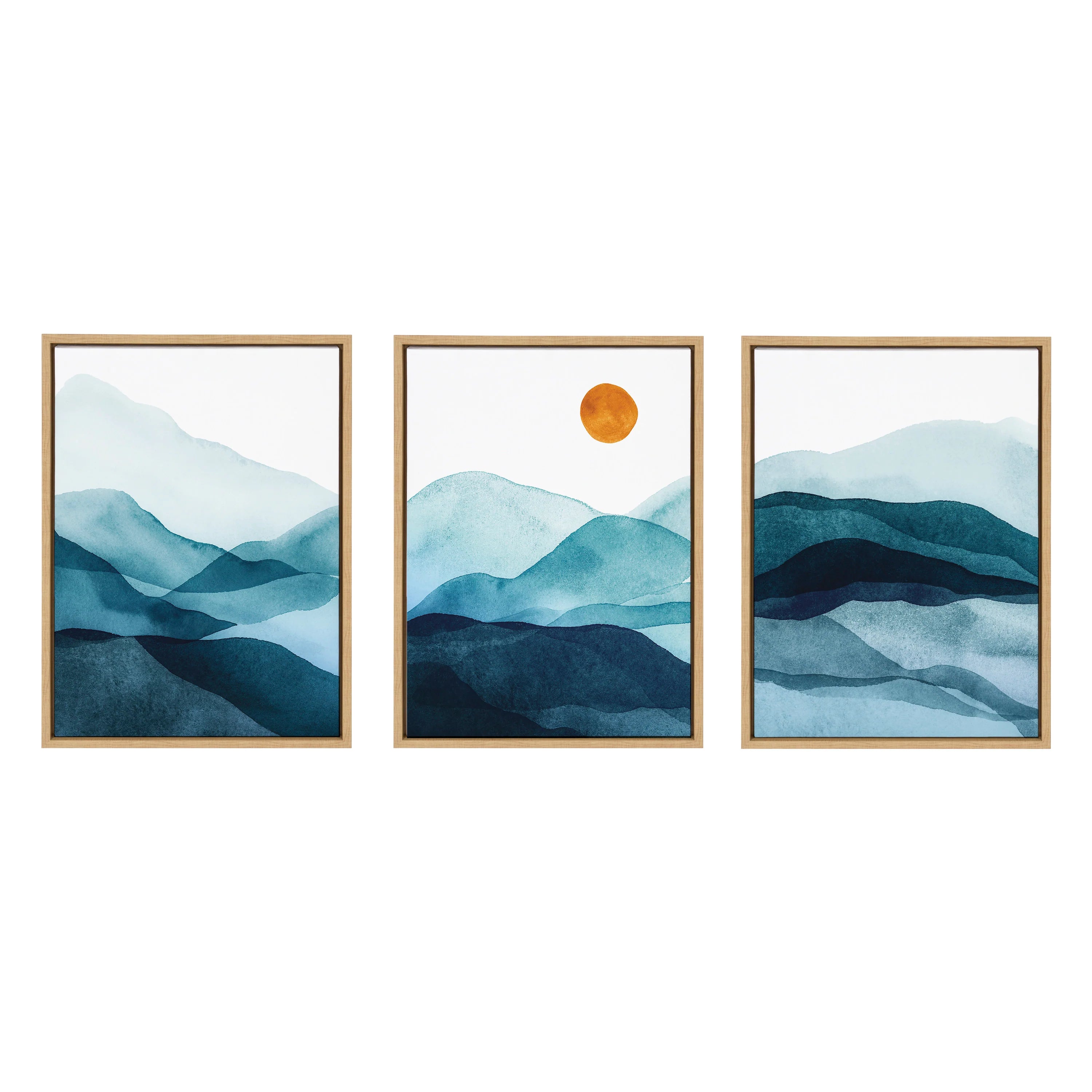 Sylvie Blue Mountain Range Framed Canvas Set