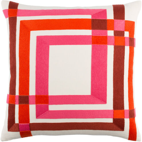 Color Form Cream and Bright Pink Throw Pillow