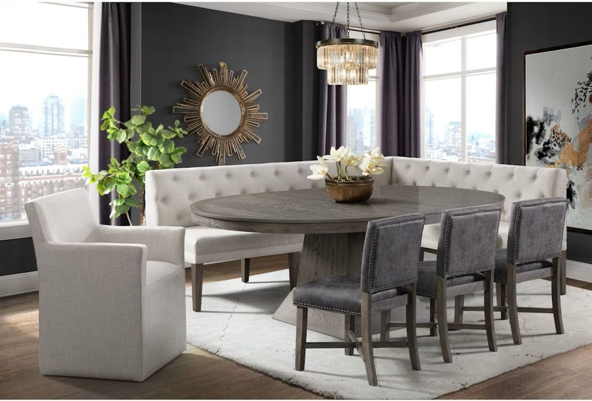 Elements International Collins Dining Table in Weathered Gray - TABLE BASE ONLY