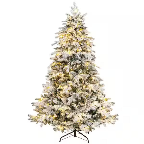 Pre-lit Snow Flocked Hinged Artificial Christmas Tree