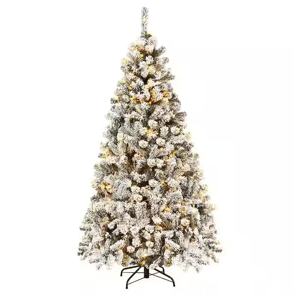 Pre-lit Snow Flocked Hinged Artificial Christmas Tree