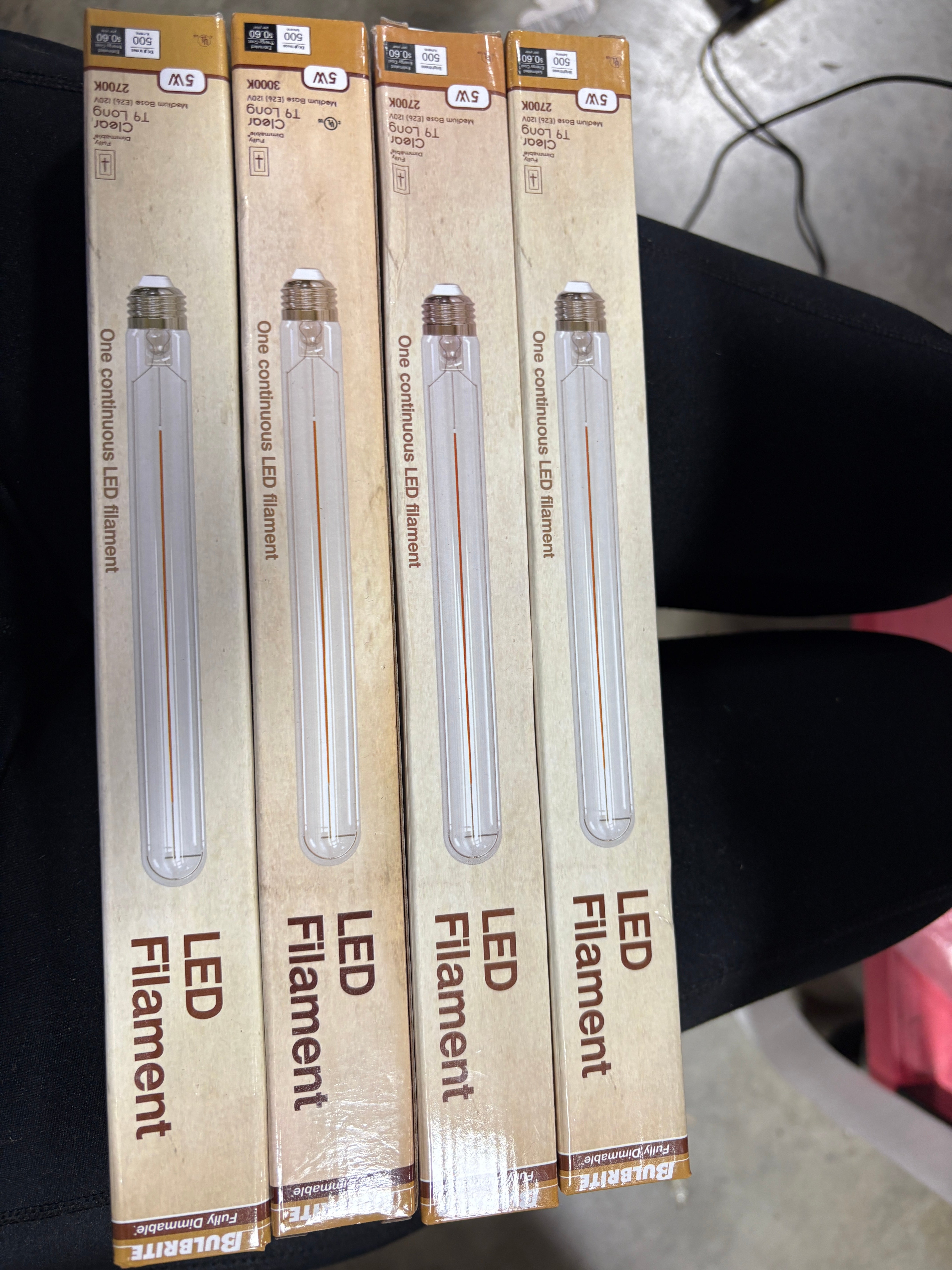 4pk Filament 5W LED Light Bulbs Clear: Dimmable, 100W Equivalent, Decorative A19, E26 Base